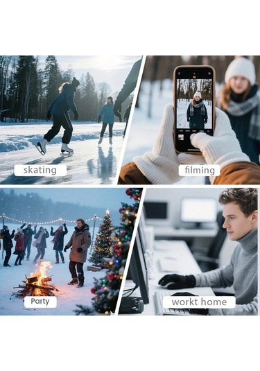 Willowhaven Akıllı Sıcaklık Kontrollü Elektrikli Eldivenler, Çift Taraflı Isıtma, Termostat Siyah