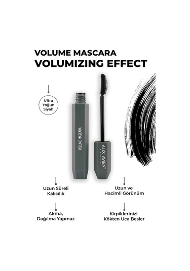Alix Avien Ekstra Kalıcı Nemlendirici Besleyici Lifting Etkili Hacim Veren Siyah Maskara Volume Mascara