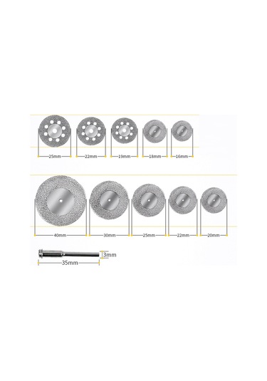 Singree 10lu Elmas Kesme Disk 3mm Mandren Dremel Döner Alet Yedek Kesme Tekerlek Bıçak Seti Saklama Kutusu