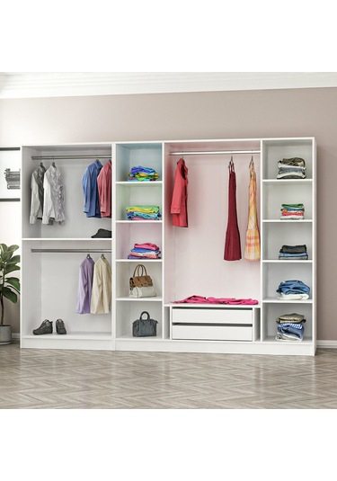 Minar Kale 6 Mebran Panjur Kapaklı 2 Çekmeceli Dolap Beyaz/beyaz 190cm Beyaz