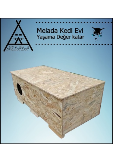 Melada Kedi Evi Dış Ortam Uygun Ahşap Kedi Evi Osb 100x50x40 Cm