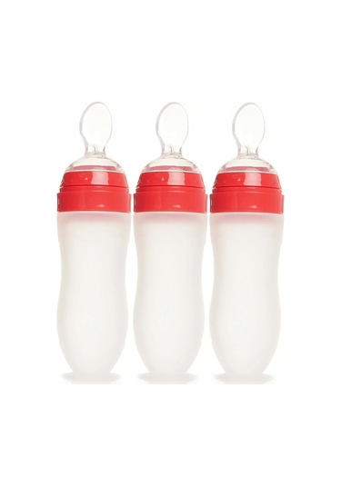 Bebedor Silikon Kaşıklı Biberon 120ml +6 Ay Şeffaf Kod:7509 3 Lü