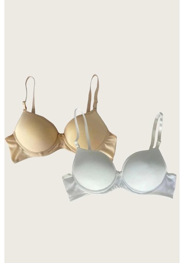 Ten-beyaz 2li Mikro Kumaş İçi Boş Balenli Günlük Desteksiz Sütyen Görsel