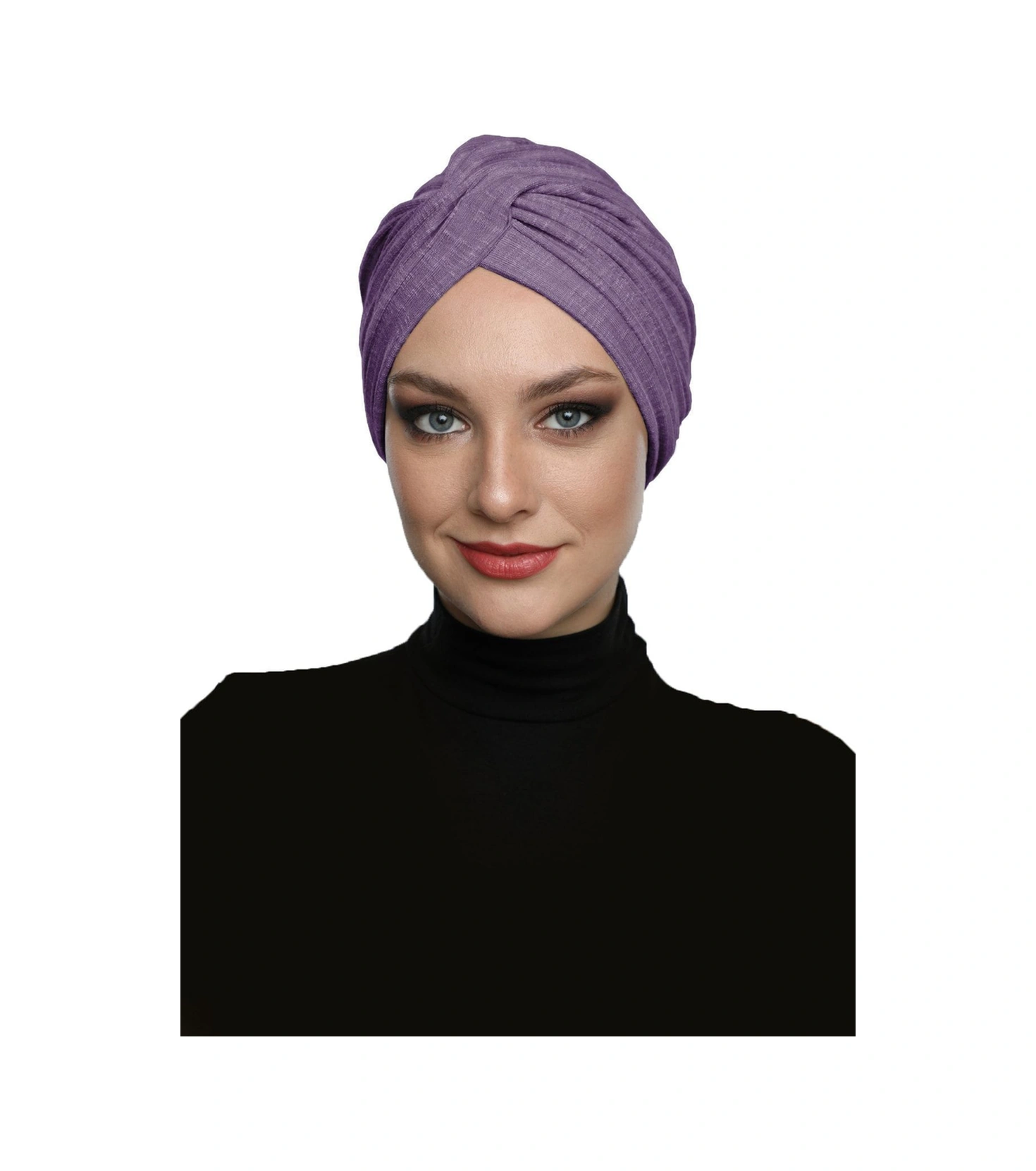 Çapraz Penye Astarlı Eflatun Hazır Türban Tesettür Havuz Bonesi Eflatun