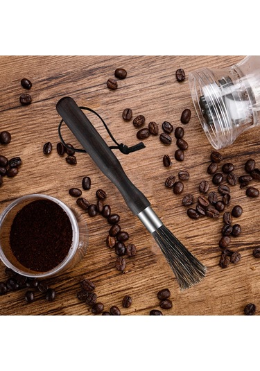 Suntek Kahve Değirmeni Makinesi Temizleme Fırçası Ahşap Saplı 20.5cm