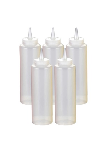 500 Ml. Fişek Sosluk Yağdanlık 5 Adet Şeffaf