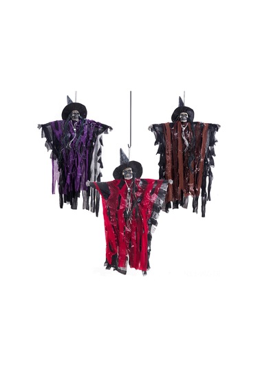 Wezone Korkunç Süs Perisi - Kırmızı Göz Işıklı Ve Sesli Asılı Hayalet Dekorasyonu Kırmızı