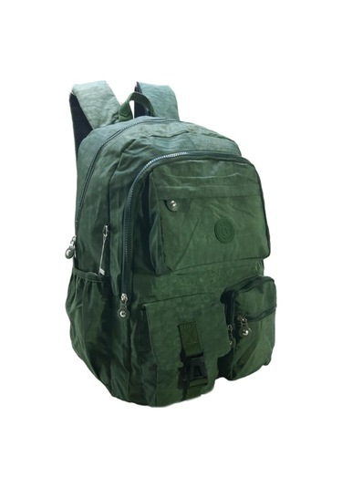 Klinkır Okul Çantası Lise Ortaokul Üniversite Kadın Sırt Çantası Hafif Kumaş Çok Cepli Yeşil