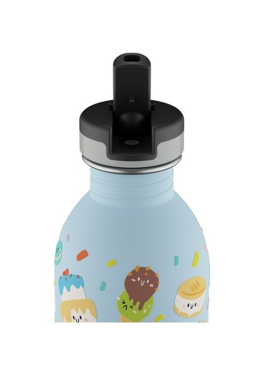 Kids Bottle Sweet Friends Pipetli Paslanmaz Çelik Çocuk Su Matarası 250 Ml Mavi