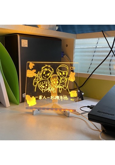 Samdoo Çocuklar İçin Taşınabilir Akrilik Işıklı Yazma Tahtası Silinebilir Boyama Panosu 7 Renkli Kalem Ve Ayaklı 300x200x3mm Büyük Boy J-95 Çok Renkli