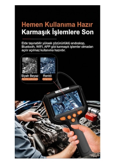 Profesyonel Endoskop Kamera Monitörlü El Tipi / 10 Metre