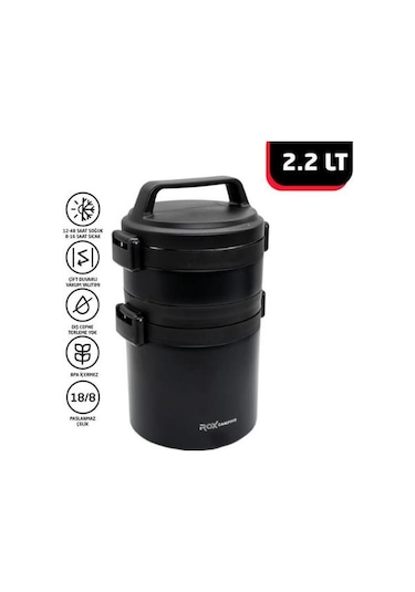 Rox Camping 2.2 Lt Yemek Termosu Siyah