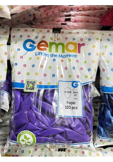 Gemar Parti Doğum Günü Organizasyon Balon - 33 Cm. - Mor - 100 Adet Mor