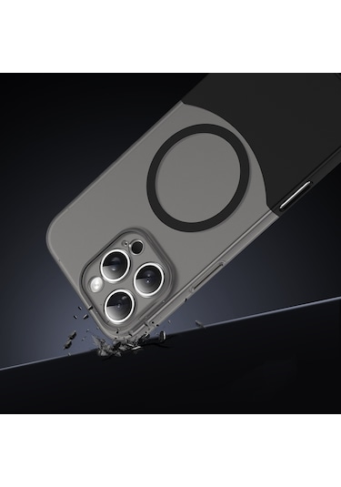Mobilteam İphone Uyumlu 16 Pro Max Kılıf M-safe Şarj Özellikli Mıknatıslı Duble Kapak - Gri Gri