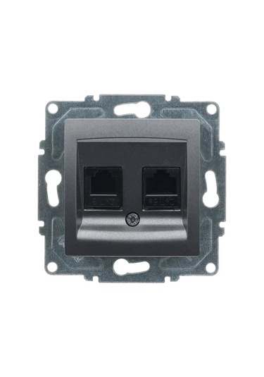 Visage Data + Nümeris Telefon Prizi Rj45 Cat5e + Cat3 , Füme Mekanizma + Tuşkapak