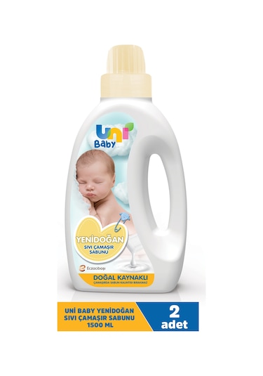 Uni Baby Parfümsüz Hipoalerjenik Yenidoğan Sıvı Çamaşır Sabunu 2 x 1500 ML