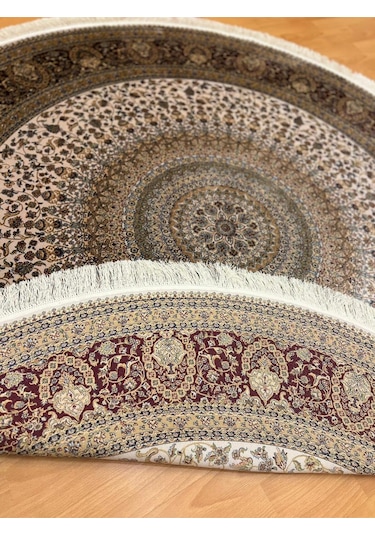 Tebriz Desenli 200 X 200 Yuvarlak İpek Halı Çok Renkli