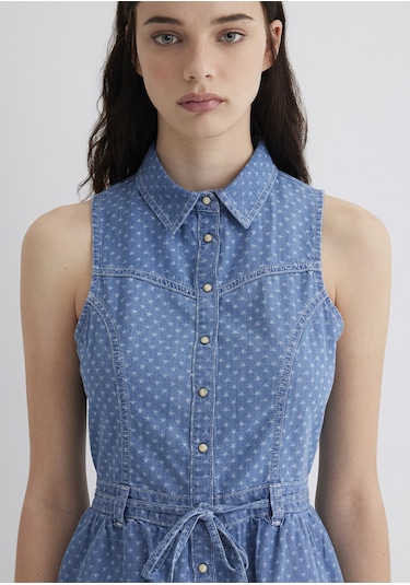 Mavi - Raven Akdeniz Yıldız Baskılı Indigo Mavisi Jean Elbise 1310660-89760 Koyu Mavi