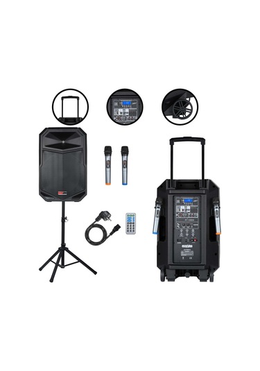 Lastvoice Ls-p2915 Portatif Taşınabilir Mikrofonlu Şarjlı Ses Sistemi Hoparlör 15 İnç 850 Watt