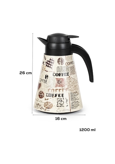 Porsima 161704-008 Desenli 1,2l Konik Termos Sıcak Ve Soğuk İçecek Saklama Termosu Çok Renkli