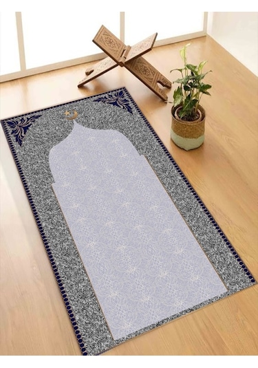 Makinede Yıkababilir Leke Tutmaz Keçe Seccade Namazlık Kaymaz Taban, Süngerli Diz Dostu Tasarım Ahs959 Çok Renkli