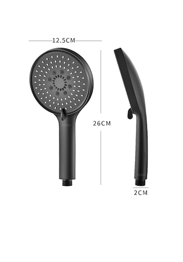 5 Fonksiyonlu Mafsallı Mat Siyah Yuvarlak El Duşu Pvc Hortum Siyah