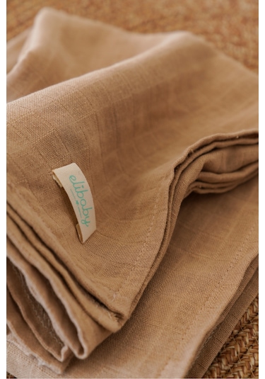 Organik Pamuk Çift Katlı Müslin Örtü Bej 75x85 CM Bej