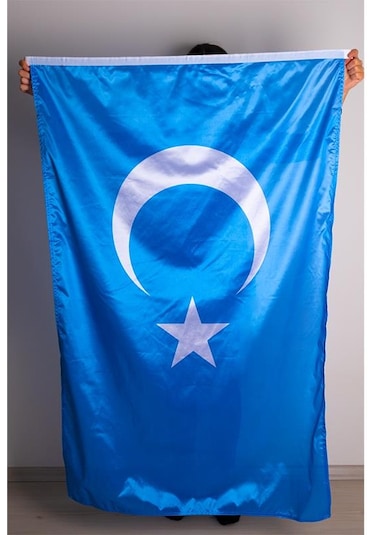Doğu Türkistan Milli Gönder Bayrağı Raşel Kumaş Dijital Baskı 70x105 cm