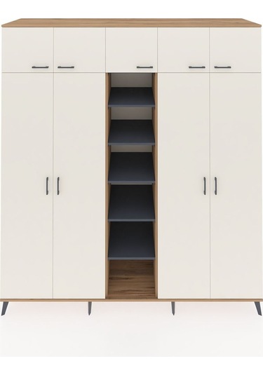 Kronos Dolap 18 Raflı 9 Kapaklı 220x59x243 Çam-aytaşı/antrasit Aytası/antrasıt