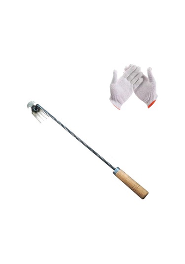 Singree "4 Dişli Paslanmaz Çelik Bahçe Çapası - Yabani Ot Temizleme Aleti, Uzun Saplı Ve Dayanıklı"