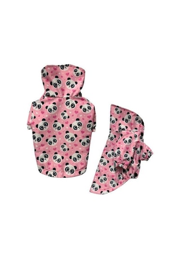 Gedyco Pink Panda Polarlı Küçük Irk Köpek Yağmurluğu