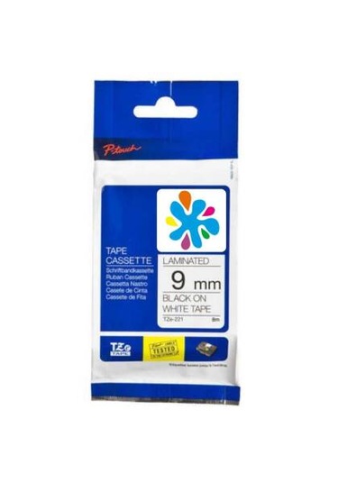Brother Tze-221 Beyaz Üzerine Siyah Muadil Etiket Şeridi - 1 Adet