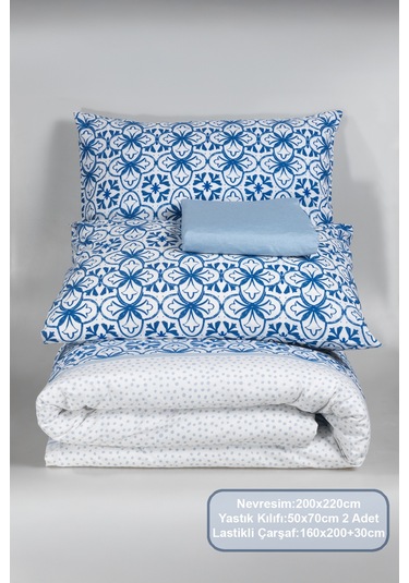 Elart Lena Nevresim Takımı Çift Kişilik Lastikli Çarşaf 200x220 Cm Renksiz