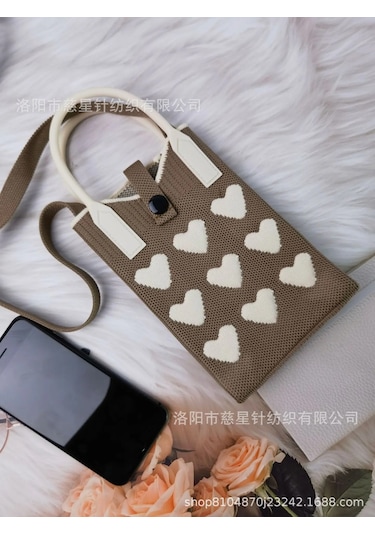 Yaz Sıcak Satış Sezon Örme Küçük Kare Çanta Kaliteli Çanta Crossbody Cep Deep Khaki Cloth Color Love-upgrade Button Haki