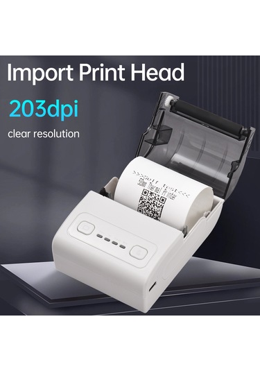 Vkemall Bisofice Mpt-ıı Mini 58mm Termal Fatura Yazıcı - Bluetooth İle Mobil/pc Uyumlu, 1500mah Batarya, 57x30mm Kağıtlı Beyaz