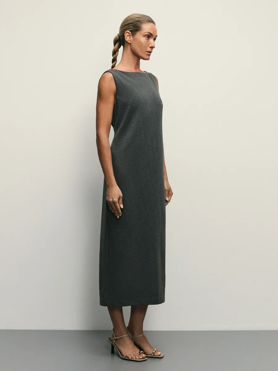 Zarına Geniş Askılı Temel Midi Elbise 338617607 Yeşil