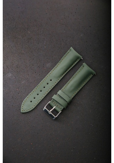 Hakiki Deri 22mm Akıllı Pimli Saat Kordonu Yeşil