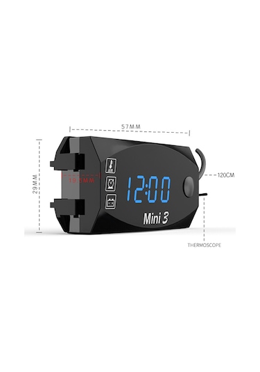 Lemestar 6v-30v Dc Led Voltmetre, Elektronik Saat Ve Termometre, Ip67 Su Geçirmez, Siyah, Kırmızı/mavi/yeşil Seçenekli