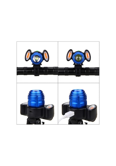 Tenfowee Yüksek Parlaklıklı Bisiklet Farı - T6 Led, Şarj Edilebilir, 4 Modlu, Su Geçirmez Siyah