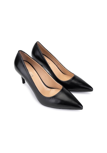 Tamer Tanca Kadın Hakiki Deri Siyah Topuklu Ayakkabı 1132 570 Bn Ayk Sk25-26 Sıyah Derı Siyah