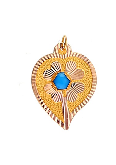 Moom Mücevherat Kadın 14 Ayar Altın Çiçek Desenli Mavi Taşlı N11.40188