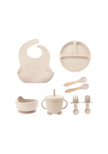 Jianfan Silikon Mama Kabı Bebek Beslenme Takım Gıda Sınıfı Silikon Pembe Pembe