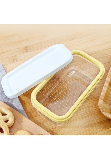 Fochsia Beyaz Gıda Sınıfı Akrilik Tereyağı Saklama Ve Kesme Kutusu Taze Tutar Pratik Beyaz