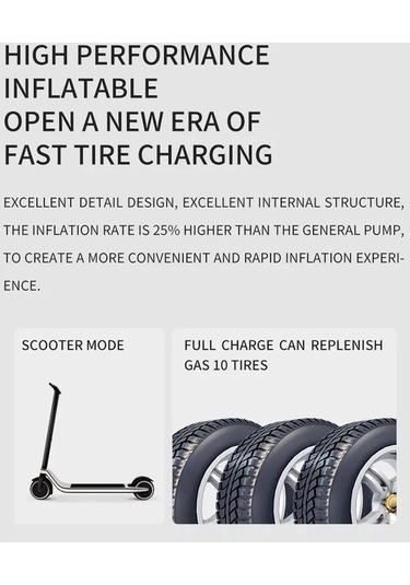 Sones Çok Fonksiyonlu Taşınabilir Araç Elektrikli Kablosuz Lastik Şişirme Pompası Mekanik Düğme