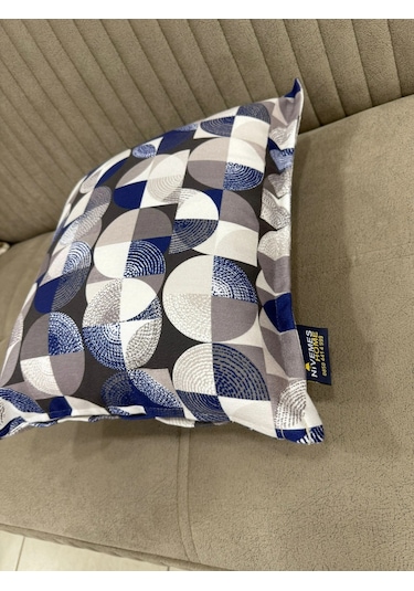 Nivemeshome Mozaik Mavi-beyaz 45x45 Kırlent Kılıfı Çok Renkli