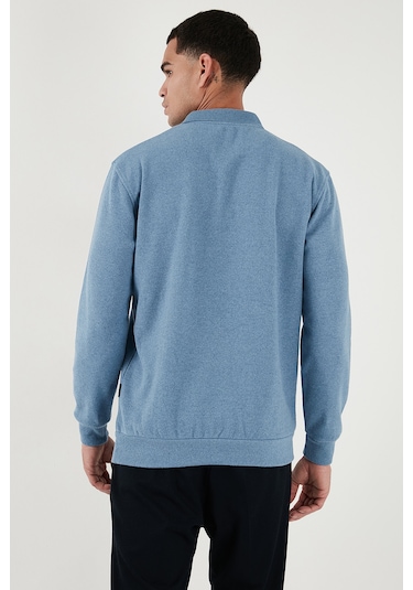 Buratti Pamuk Karışımlı Regular Fit Erkek Polo Yaka Kazak 456223 Koyu Mavi