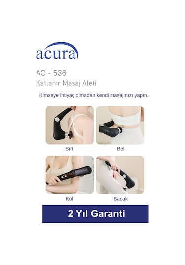 Acura Ac-536 Isıtmalı & Soğutmalı Profesyonel Katlanır Masaj Aleti Siyah