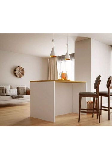 Bihter Mutfak Adası Alt Modül 100 Cm Beyaz Tezgah Dahil Beyaz