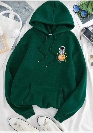 Kozia Outdoors Malkoçbey The Galaxy Baskılı Kapüşonlu Sweatşhirt Haki Haki