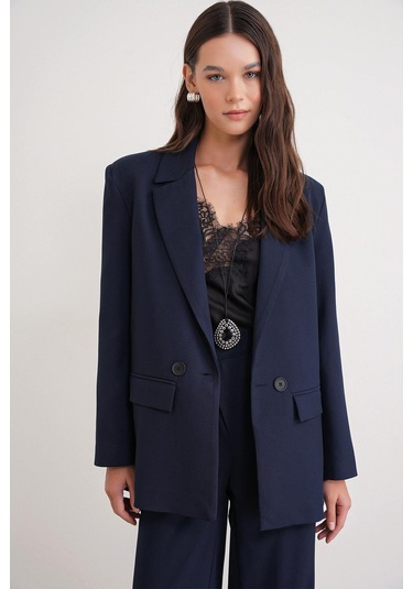 4516 Kadın Bezayağı Blazer Ceket Lacivert Lacivert